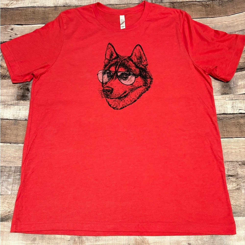 Red Graphic T-Shirt with Dog Print